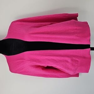 OmicGot Barbicore Open Front Patterened Knit Shrug Fuchsia Pink Cardigan Sweater